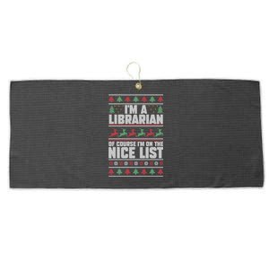 I'm A Librarian Of Course I'm On The Nice List Xmas Book Fan Gift Large Microfiber Waffle Golf Towel