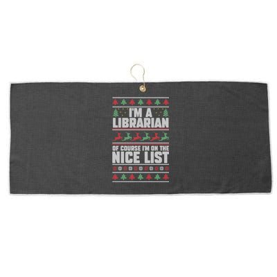 I'm A Librarian Of Course I'm On The Nice List Xmas Book Fan Gift Large Microfiber Waffle Golf Towel