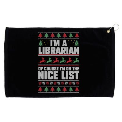 I'm A Librarian Of Course I'm On The Nice List Xmas Book Fan Gift Grommeted Golf Towel