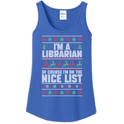 I'm A Librarian Of Course I'm On The Nice List Xmas Book Fan Gift Ladies Essential Tank