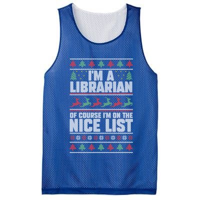 I'm A Librarian Of Course I'm On The Nice List Xmas Book Fan Gift Mesh Reversible Basketball Jersey Tank