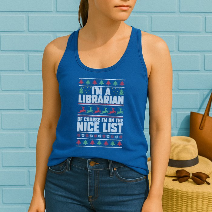 I'm A Librarian Of Course I'm On The Nice List Xmas Book Fan Gift Womens Tank Top
