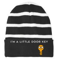 IM A Little Door Key Nerdy Bad Dorky Mom Dad Funny Striped Beanie with Solid Band