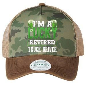 I’m A Lucky Retired Truck Driver Funny St Paddy's Day Funny Gift Legacy Tie Dye Trucker Hat