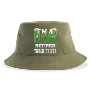 I’m A Lucky Retired Truck Driver Funny St Paddy's Day Funny Gift Sustainable Bucket Hat