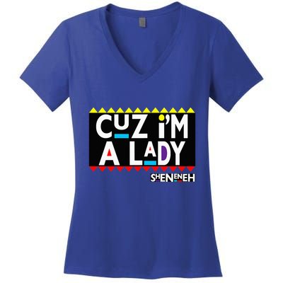 Im A Lady 90s Black Sitcom Lover Urban Clothing Women's V-Neck T-Shirt