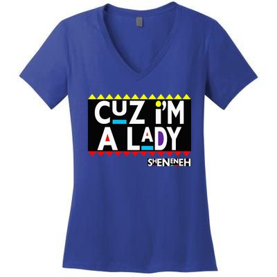 Im A Lady 90s Black Sitcom Lover Urban Clothing Women's V-Neck T-Shirt