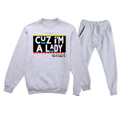 Im A Lady 90s Black Sitcom Lover Urban Clothing Premium Crewneck Sweatsuit Set