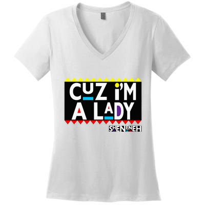 Im A Lady 90s Black Sitcom Lover Urban Clothing Women's V-Neck T-Shirt