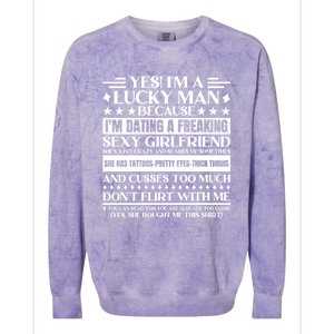 I'm A Lucky Because Dating A Girlfriend Meaningful Gift Colorblast Crewneck Sweatshirt