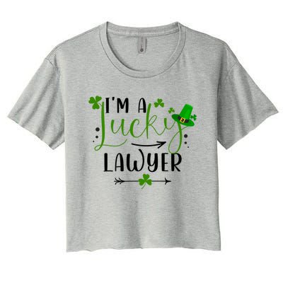 I'm A Lucky Lawyer Funny Matching Family St Patricks Day Funny Gift Women's Crop Top Tee