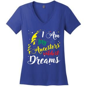 I Am My Ancestors Wildest Dreams Gift Black History Month Funny Gift Women's V-Neck T-Shirt