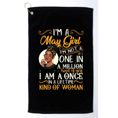 Im A May Girl Black Women Taurus Platinum Collection Golf Towel