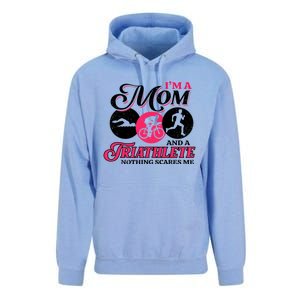 I'm A Mom And A Triathlete Nothing Scares Me Triathlon Sport Gift Unisex Surf Hoodie