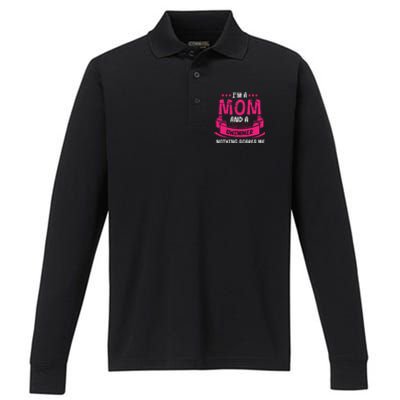 I'm A Mom And Swimmer Nothing Scares Me Swimming Funny Gift Performance Long Sleeve Polo