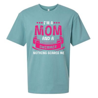 I'm A Mom And Swimmer Nothing Scares Me Swimming Funny Gift Sueded Cloud Jersey T-Shirt