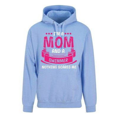 I'm A Mom And Swimmer Nothing Scares Me Swimming Funny Gift Unisex Surf Hoodie