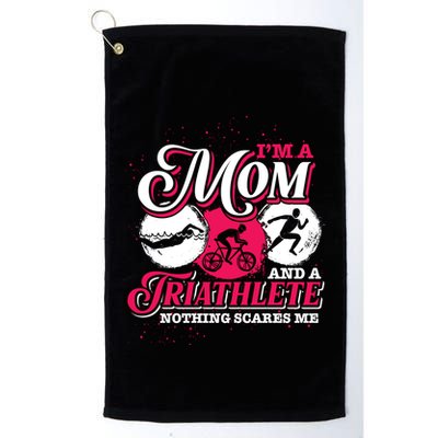 Im A Mom And A Triathlete Triathlon Cute Gift Golf Towel