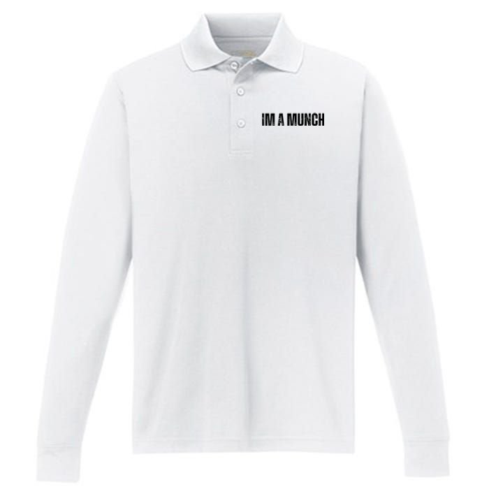 Im A Munch Certified Munch Design Performance Long Sleeve Polo