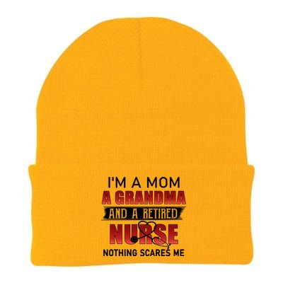 I’m A Mom A Grandma And A Retired Nurse Nothing Scares Me Funny Gift Knit Cap Winter Beanie