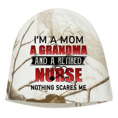 I’m A Mom A Grandma And A Retired Nurse Nothing Scares Me Funny Gift Kati - Camo Knit Beanie