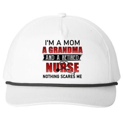 I’m A Mom A Grandma And A Retired Nurse Nothing Scares Me Funny Gift Snapback Five-Panel Rope Hat