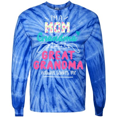 I'm A Mom Grandma And Great Grandma Gift Funny Grandma Gift Tie-Dye Long Sleeve Shirt