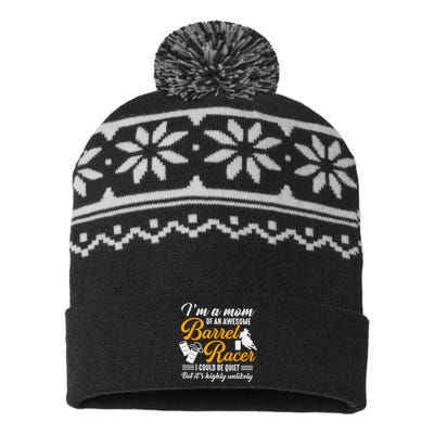 Im A Mom Of An Awesome Barrel Racer USA-Made Snowflake Beanie