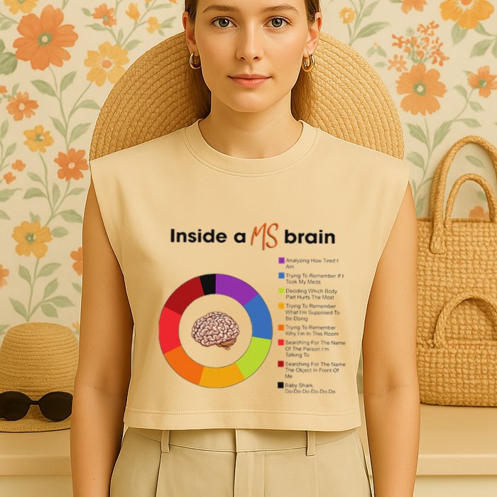 Inside A Ms Brain Multiple Sclerosis Awareness Garment-Dyed Women's Muscle Tee