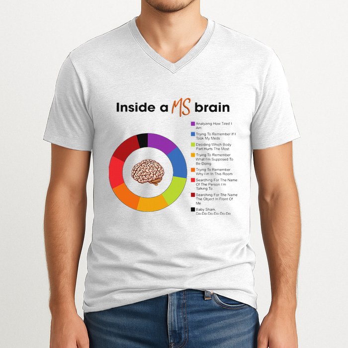 Inside A Ms Brain Multiple Sclerosis Awareness V-Neck T-Shirt
