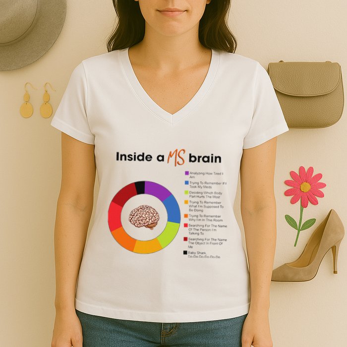 Inside A Ms Brain Multiple Sclerosis Awareness Women's V-Neck T-Shirt