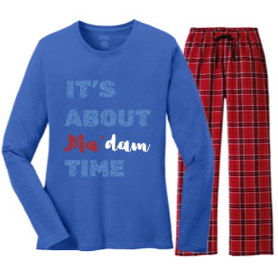 ItS About Madam Time Presidential Election Gift Women's Long Sleeve Flannel Pajama Set 