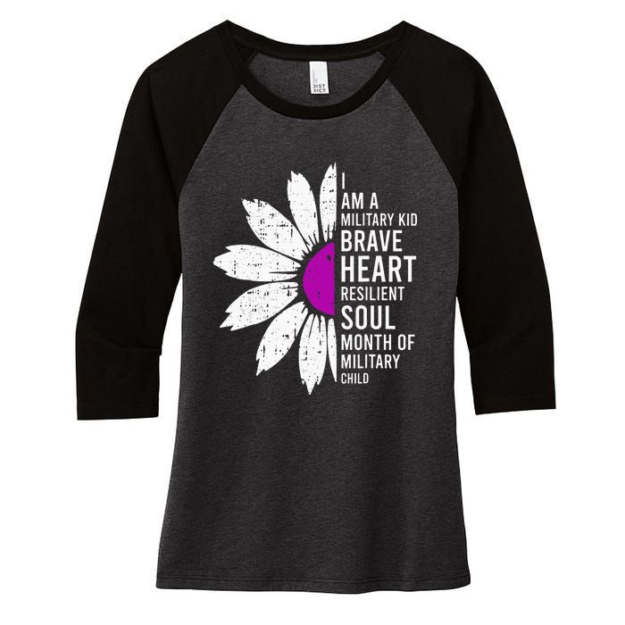 Im A Military Month Of The Military Child Women's Tri-Blend 3/4-Sleeve Raglan Shirt