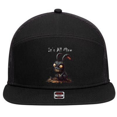 ItS All Mine Sinister Bunny Creepy Halloween Horror 7 Panel Mesh Trucker Snapback Hat