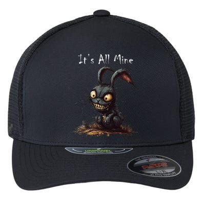 ItS All Mine Sinister Bunny Creepy Halloween Horror Flexfit Unipanel Trucker Cap