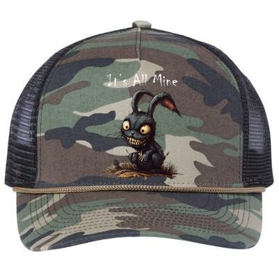 ItS All Mine Sinister Bunny Creepy Halloween Horror Retro Rope Trucker Hat Cap