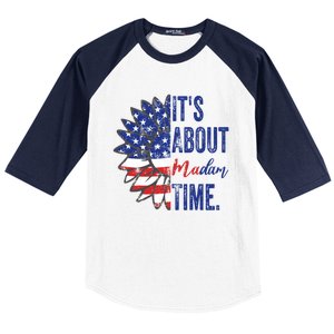 ItS About Madam Time Sunflower Madam President 2024 Gift Baseball Sleeve Shirt