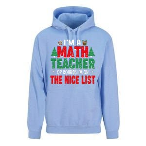 IM A Math Teacher Of Course IM On The Nice List Christmas Unisex Surf Hoodie