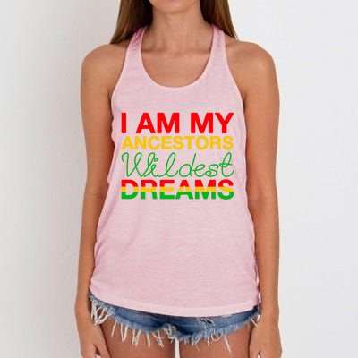 I Am My Ancestors Wildest Dreams Black History Month Funny Gift Women's Knotted Racerback Tank