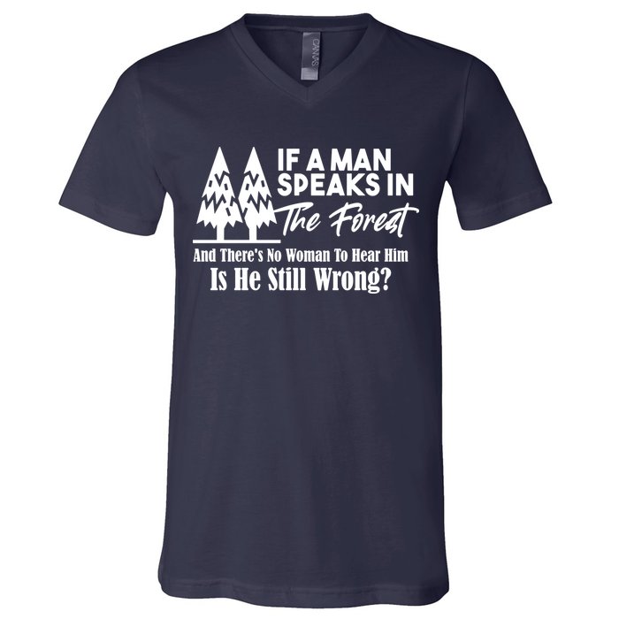 If A Man Speaks In The Forest And There’s No Woman To Hear Him, Is He Still Wrong V-Neck T-Shirt