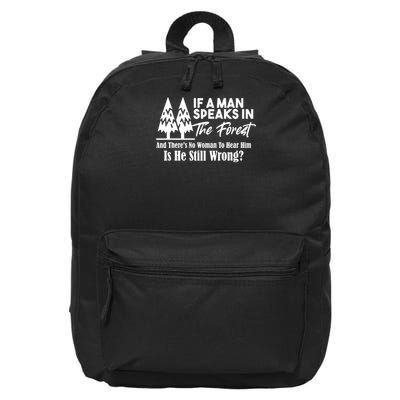 If A Man Speaks In The Forest No Woman To Hear Him Is He Still Wrong 16 in Basic Backpack