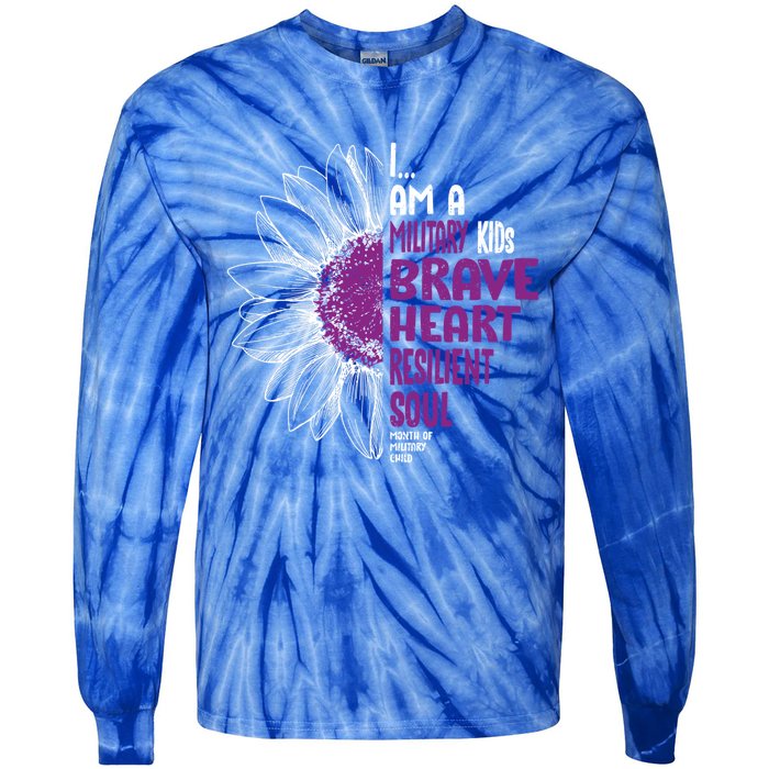 Im A Military Month Of The Military Sunflower Gift Tie-Dye Long Sleeve Shirt