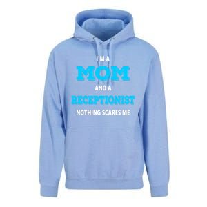 Im A Mom And A Receptionist Nothing Scares Me Mothers Day Cute Gift Unisex Surf Hoodie