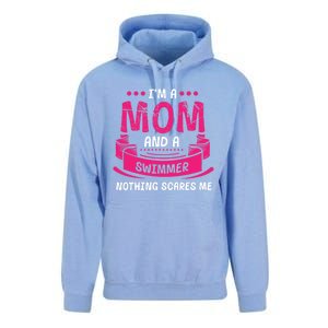 I'm A Mom And Swimmer Nothing Scares Me Swimming Funny Gift Unisex Surf Hoodie