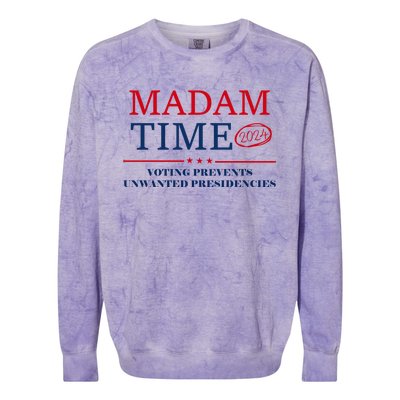 ItS About Madam Time Voting Prevents Unwanted Presidencies Great Gift Colorblast Crewneck Sweatshirt