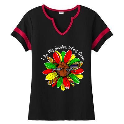 I Am My Ancestors Wildest Dream Sunflower Black History Gift Ladies Halftime Notch Neck Tee