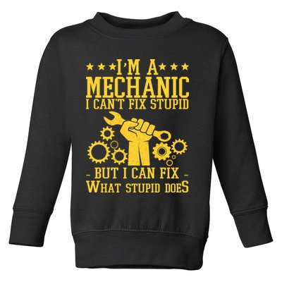 I'm A Mechanic I Can't Fix Stupid But I Can Fix What Stupid Does Toddler Sweatshirt