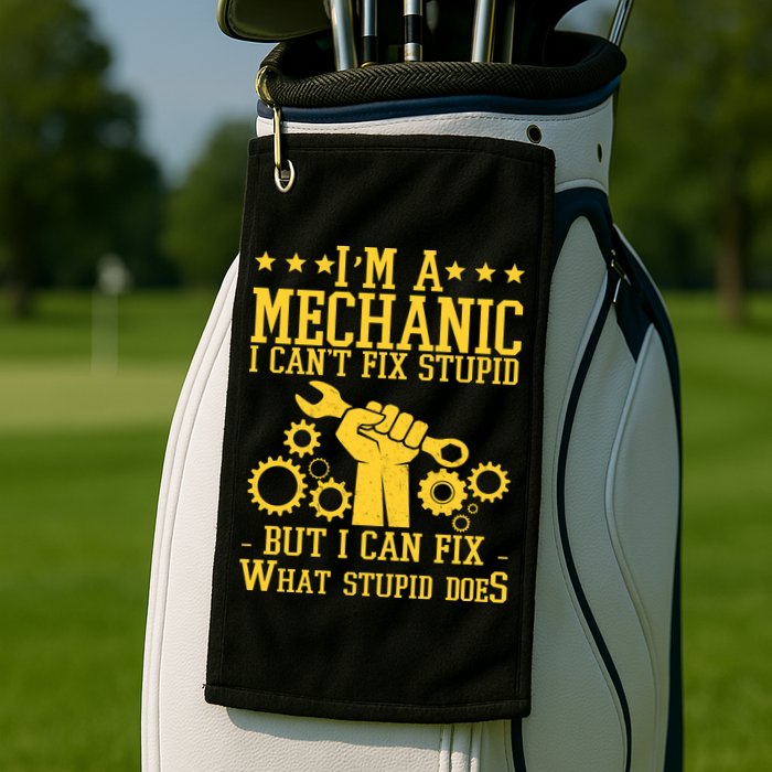 I'm A Mechanic I Can't Fix Stupid But I Can Fix What Stupid Does Golf Towel
