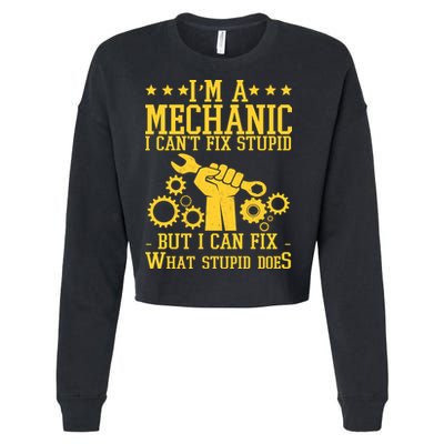 I'm A Mechanic I Can't Fix Stupid But I Can Fix What Stupid Does Cropped Pullover Crew