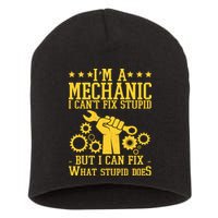 I'm A Mechanic I Can't Fix Stupid But I Can Fix What Stupid Does Short Acrylic Beanie
